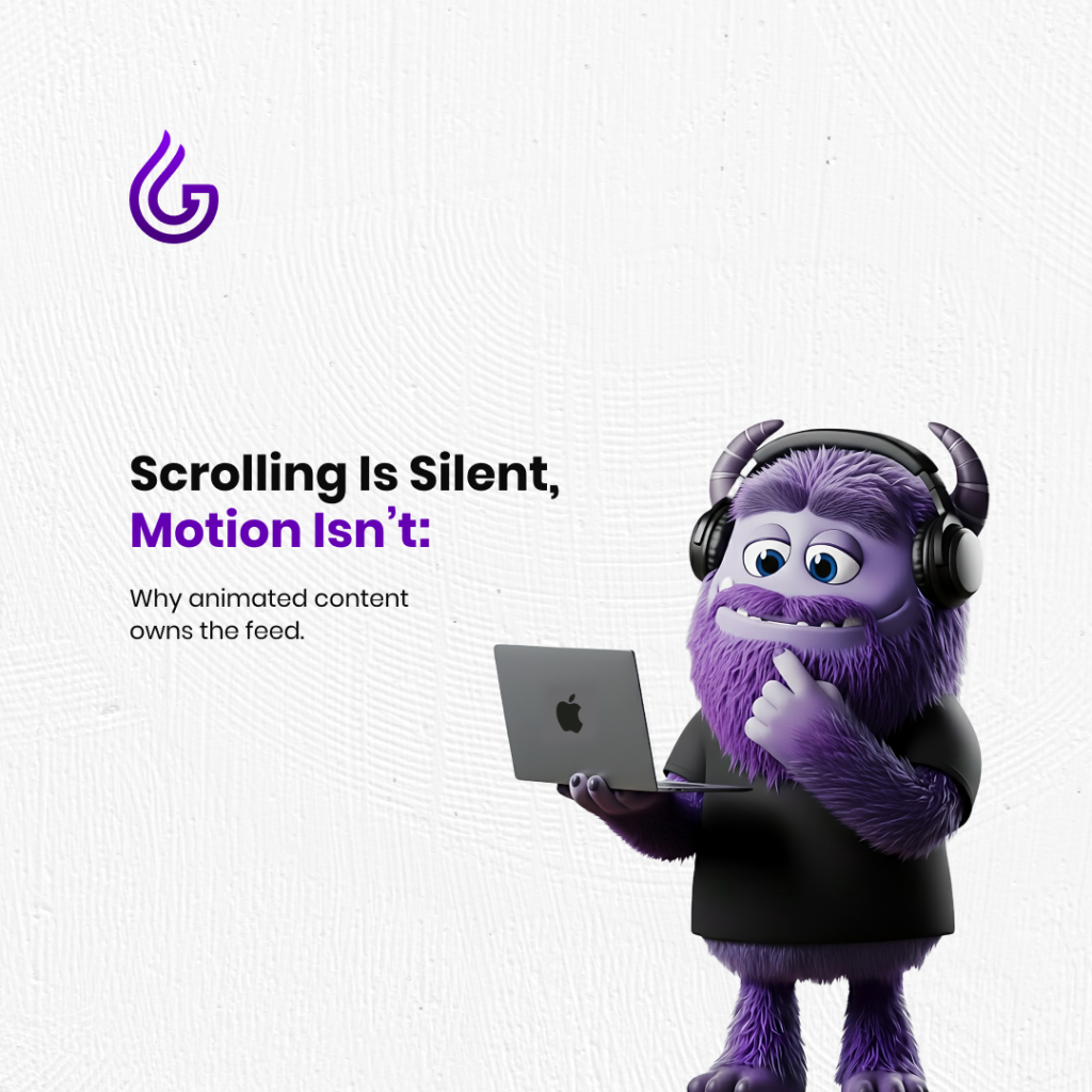 tiktok growthcharter purple monster on with headphones working