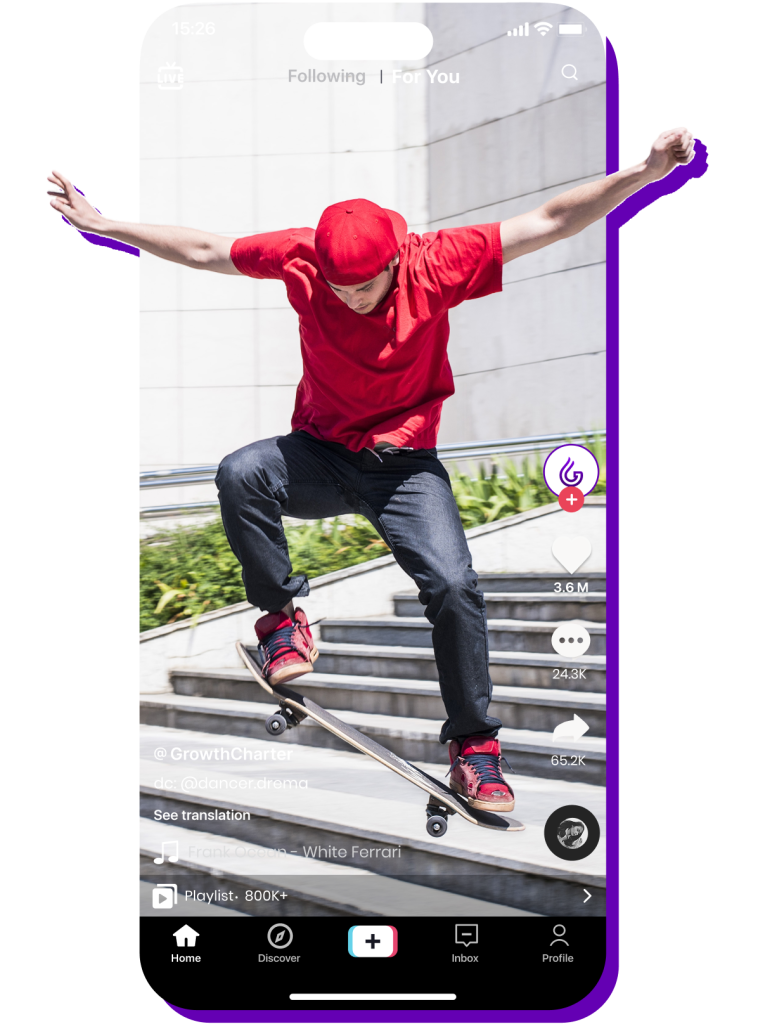man skating and recording a tiktok