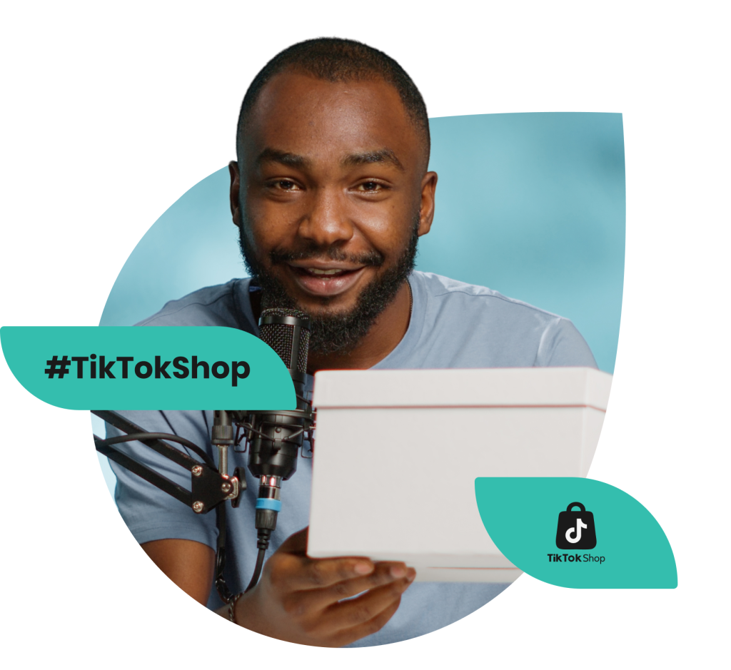 host doing a tiktok live. and tiktok shop south africa