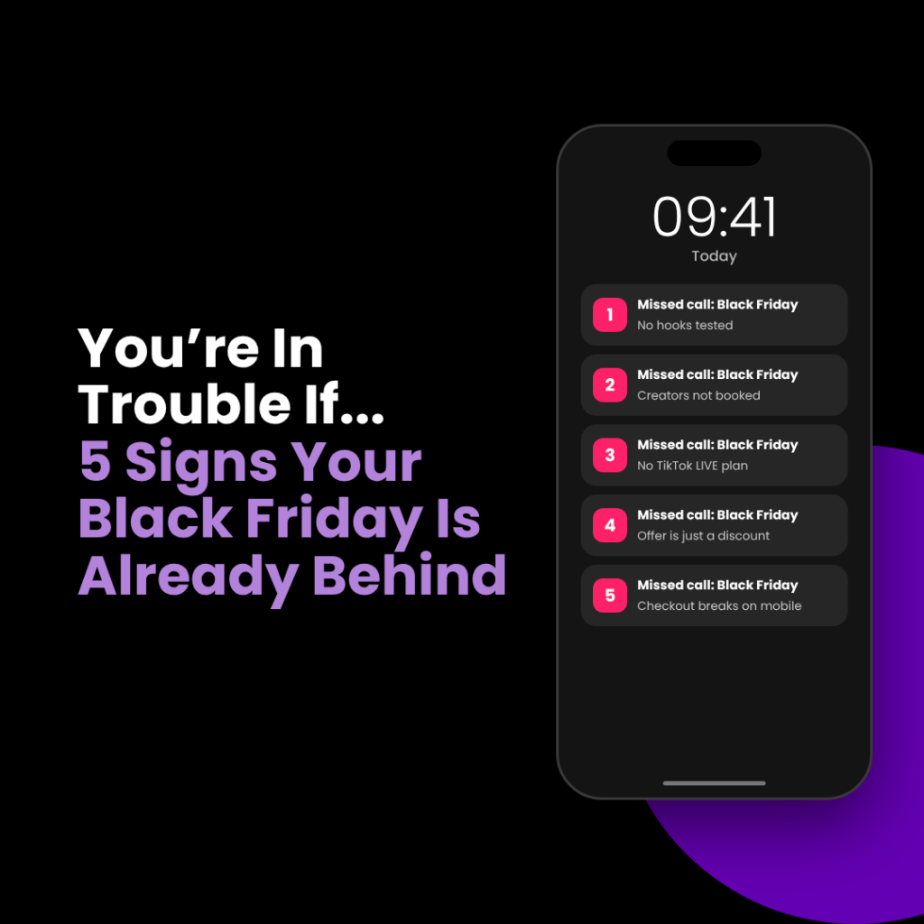 Phone lock screen showing five missed calls from Black Friday, one for each warning sign