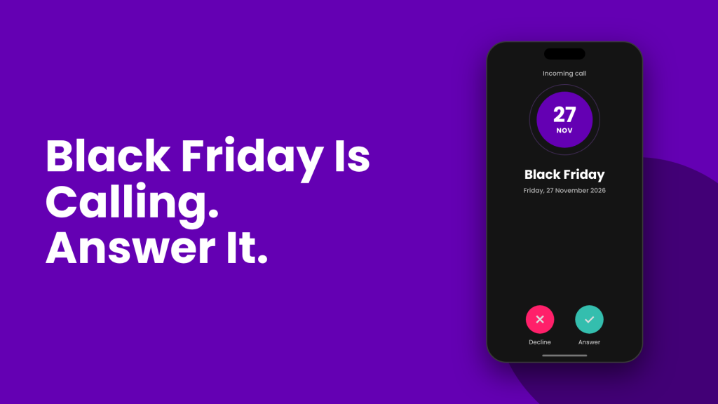 Incoming call from Black Friday, 27 November 2026, on a phone screen with the GrowthCharter flame
